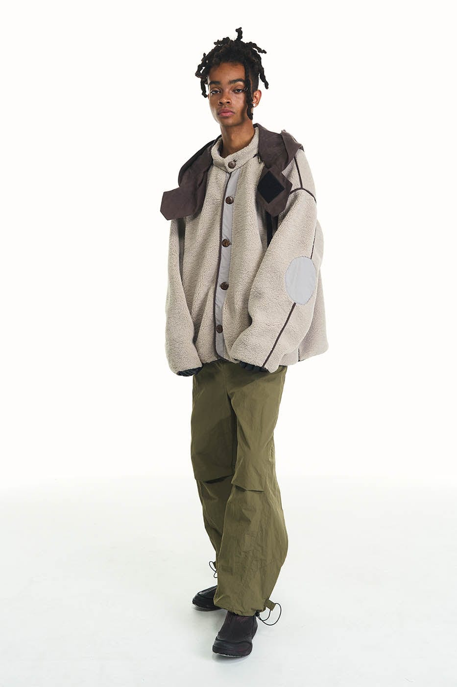 Pleated Spliced Track Pants