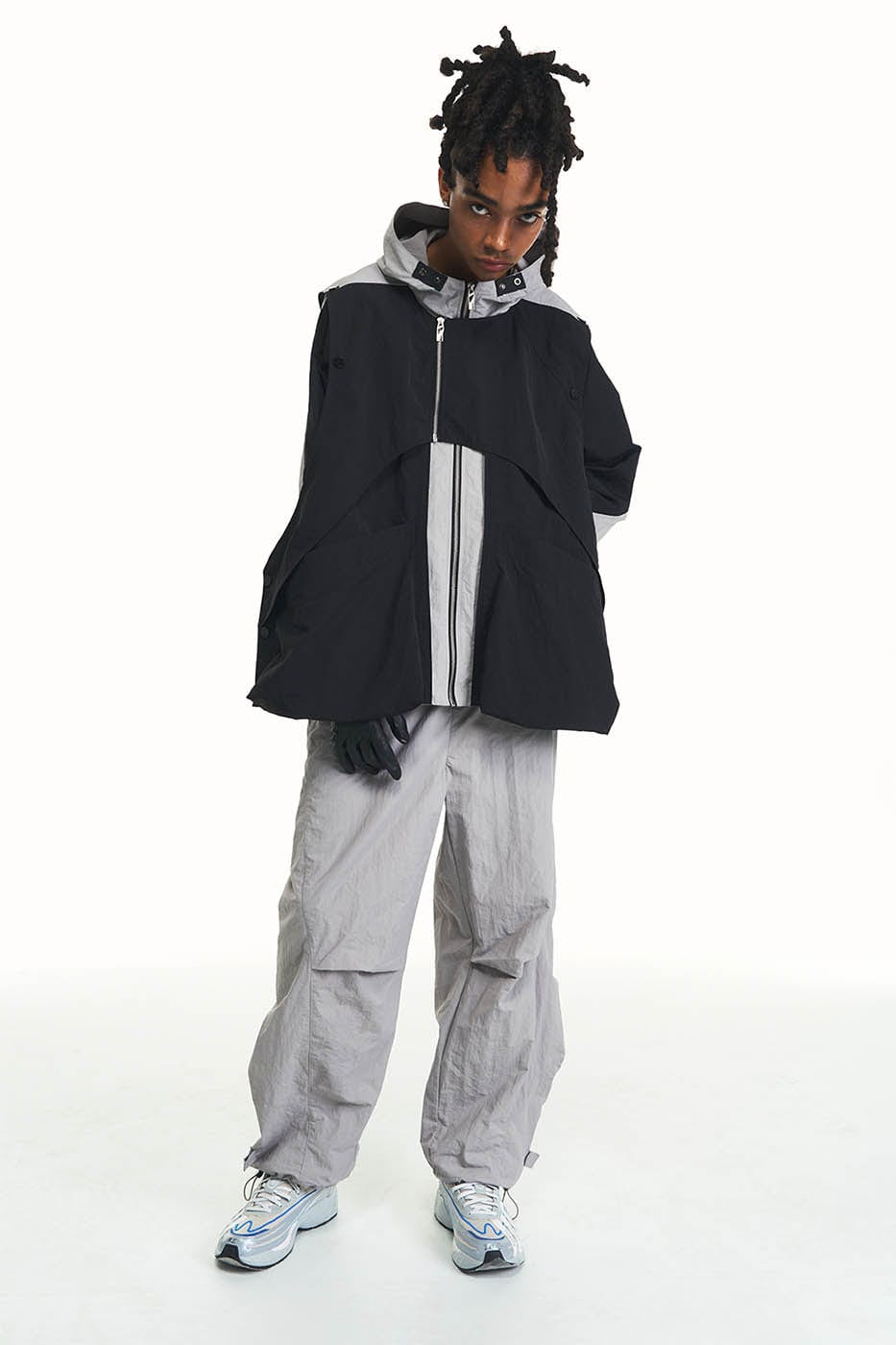 Pleated Spliced Track Pants