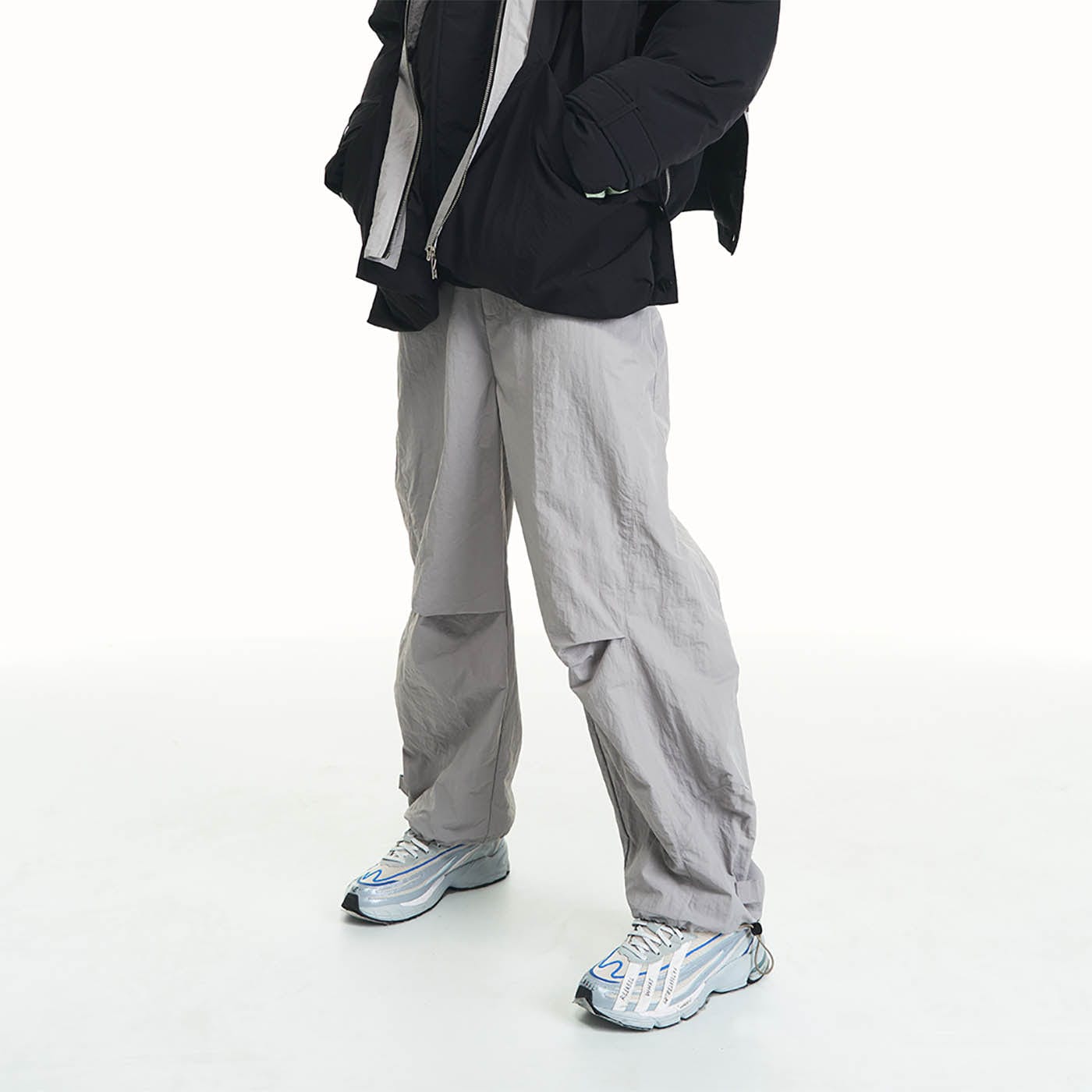 Pleated Spliced Track Pants