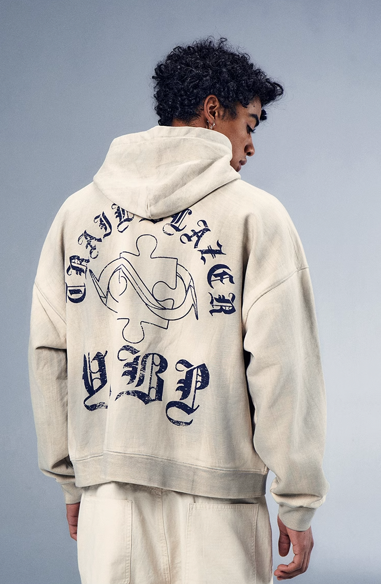 Vintage-Inspired Mud Dyed Zip-Up Hoodie - chiclara