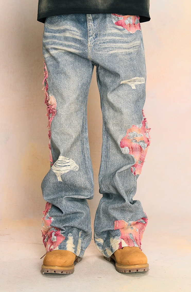 Elegant Evening Lace Embroidered Denim Jeans - chiclara