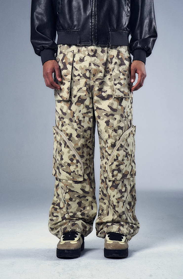 Durable Camouflage Print Multi-Pocket Cargo Pants - chiclara