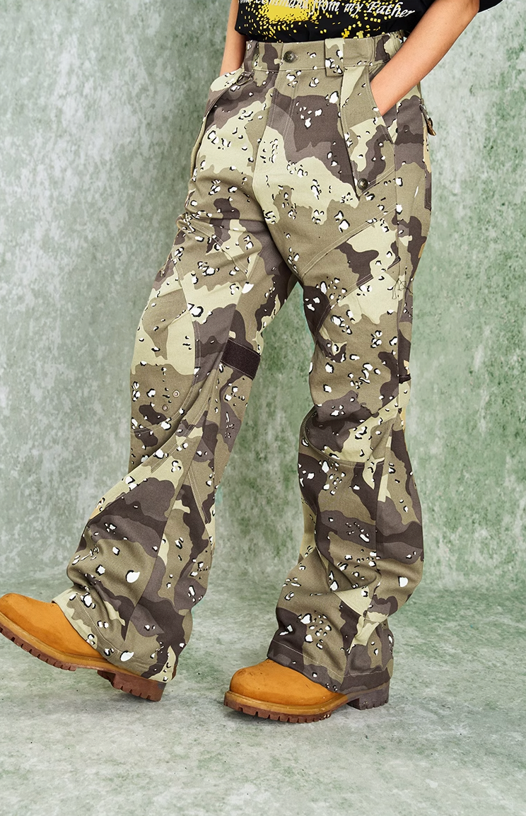 Rugged Camouflage Knee Reinforced Work Pants - chiclara