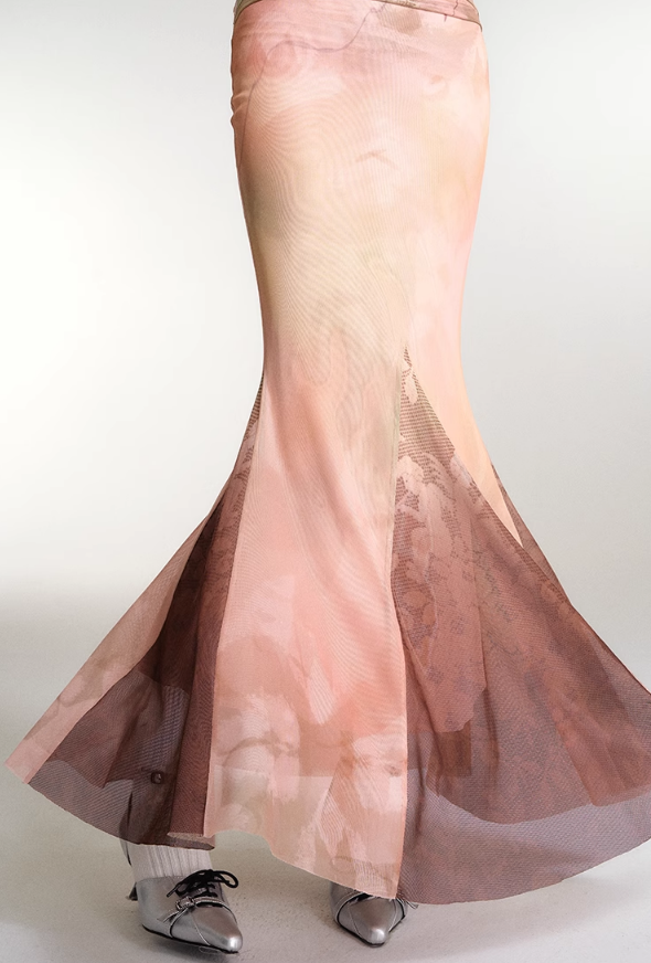Blush Pink Half-Sleeve Fishtail Dress - chiclara