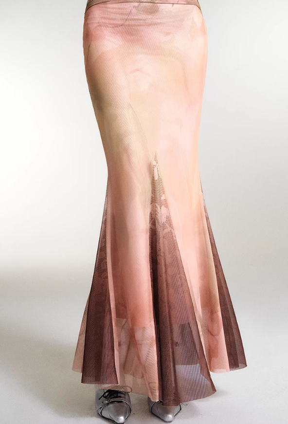 Blush Pink Half-Sleeve Fishtail Dress - chiclara
