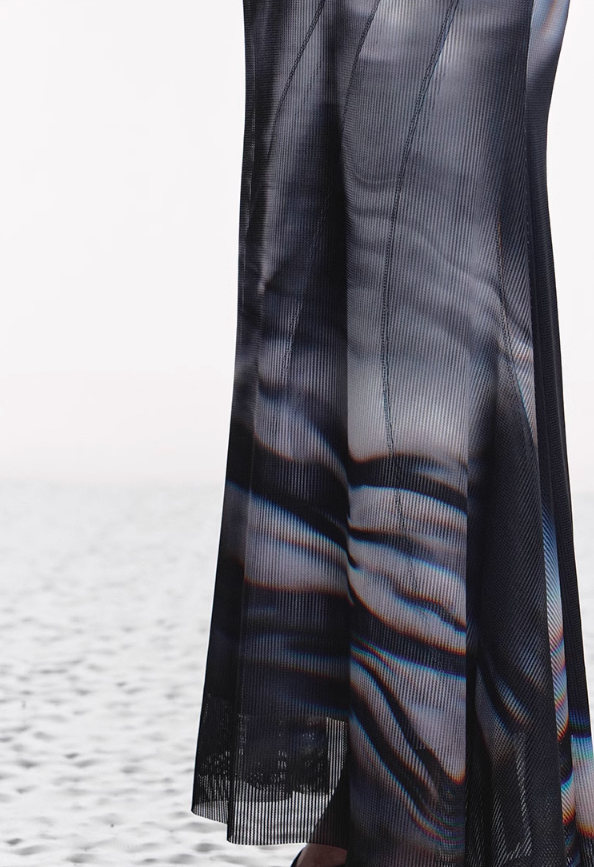 Lace Illusion Print Fishtail Skirt - chiclara