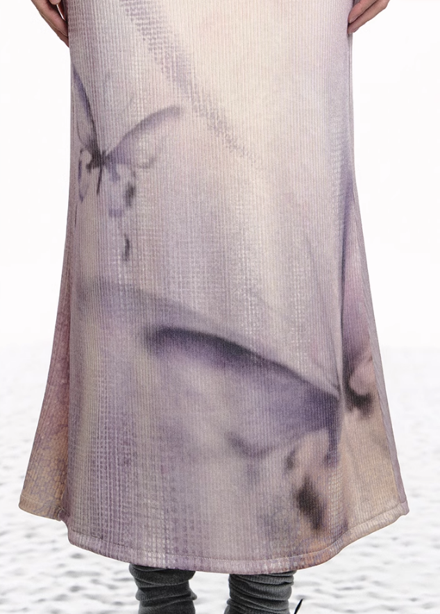 Dual-Tone Knitted Dress And Shawl Set - chiclara