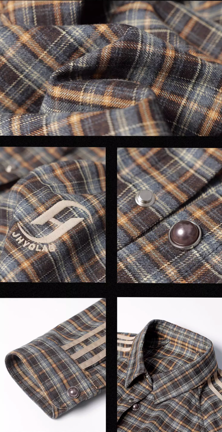 Embroidered Plaid Button-Down Shirt