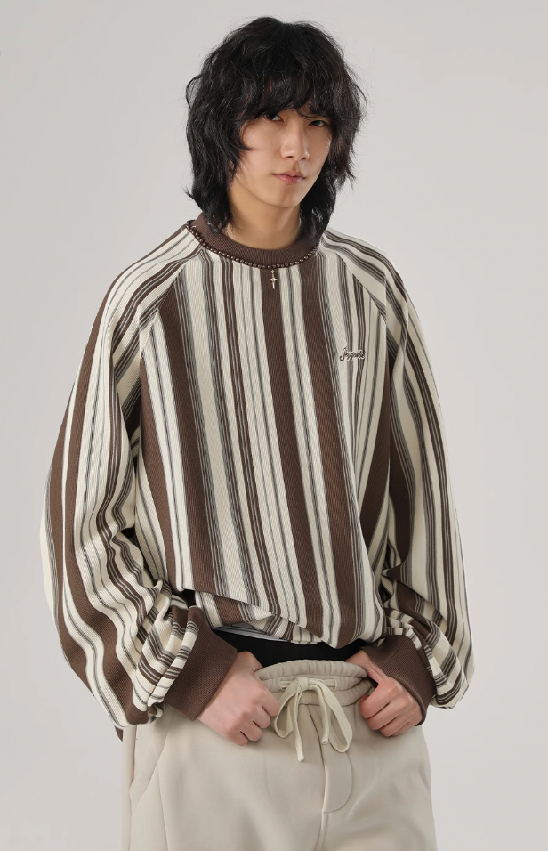 Contrast Striped Long Sleeve T-Shirt - chiclara