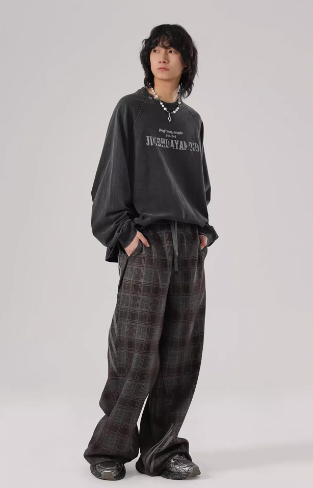 Sports Plaid Striped Paratrooper Pants - chiclara