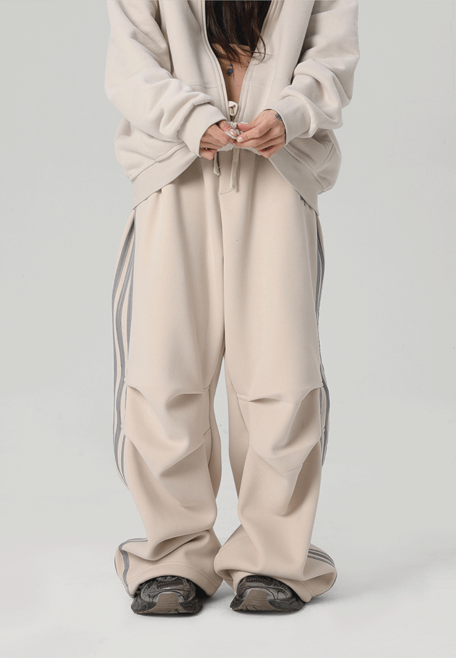 Striped Loose Sports Paratrooper Sweatpants - chiclara