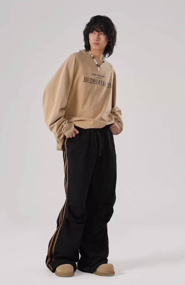 Striped Loose Sports Paratrooper Sweatpants - chiclara