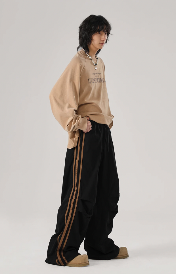 Striped Loose Sports Paratrooper Sweatpants - chiclara