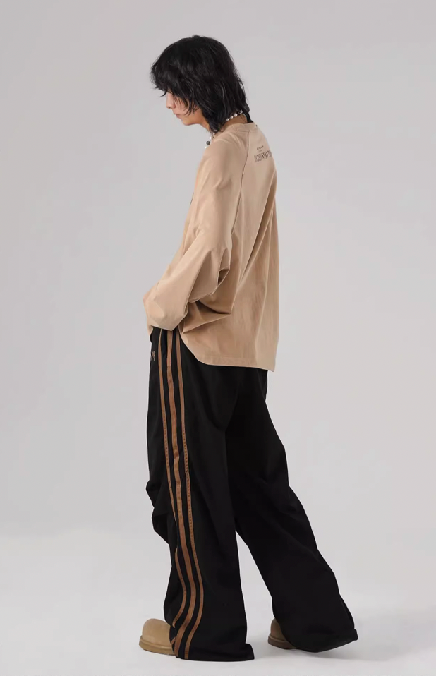 Striped Loose Sports Paratrooper Sweatpants - chiclara