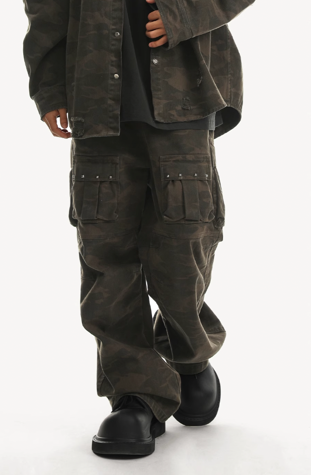 Camouflage Multi Pocket Work Cargo Pants - chiclara