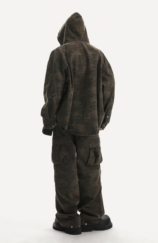 Camouflage Multi Pocket Work Cargo Pants - chiclara