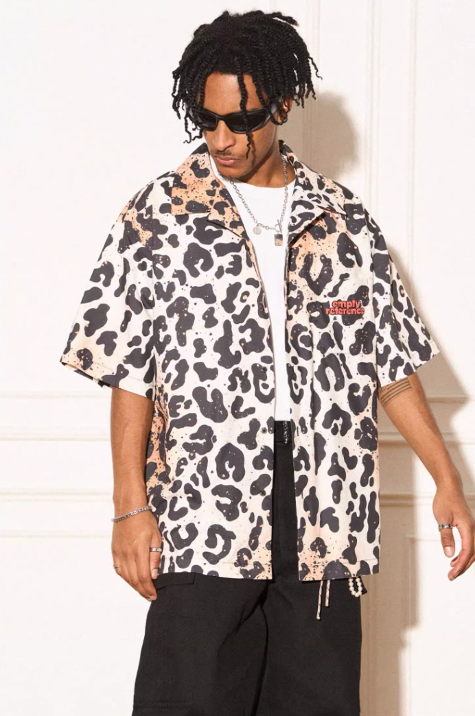 Wild Leopard Print Short Sleeved Shirt - chiclara