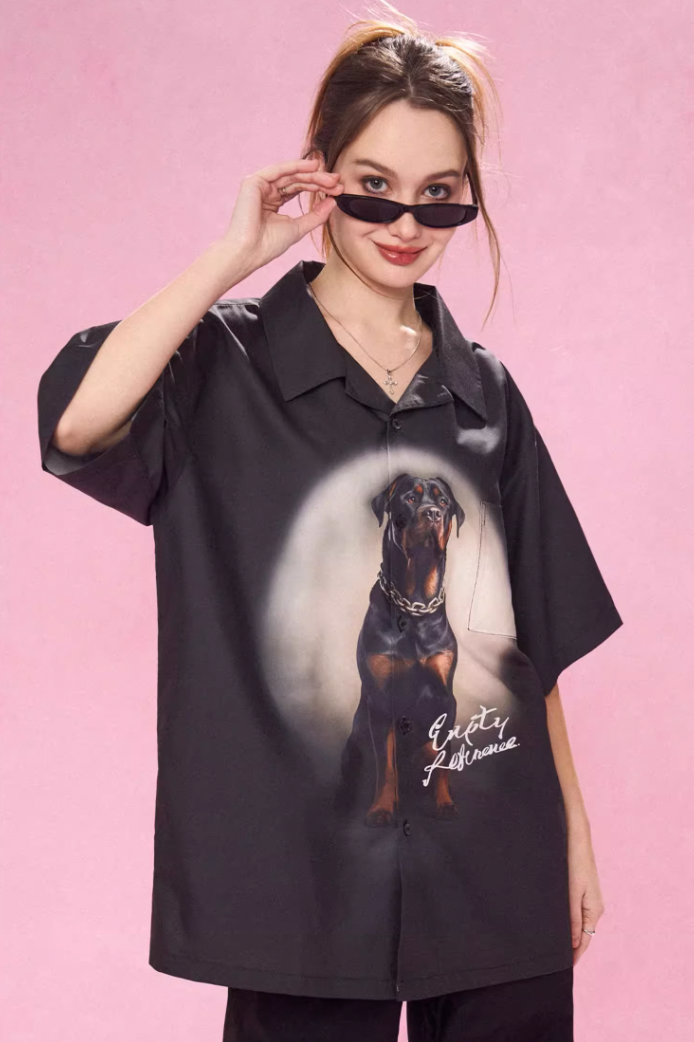 Loyal Rottweiler Dog Print Short Sleeve Shirt - chiclara