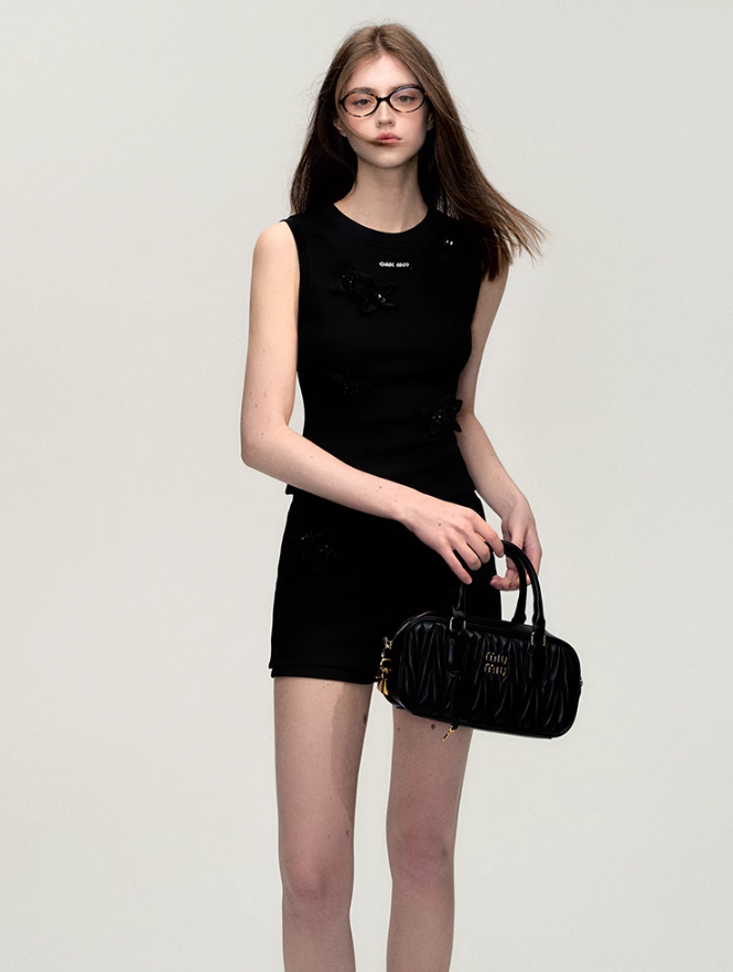 Black Minimalist Tank Top/Short