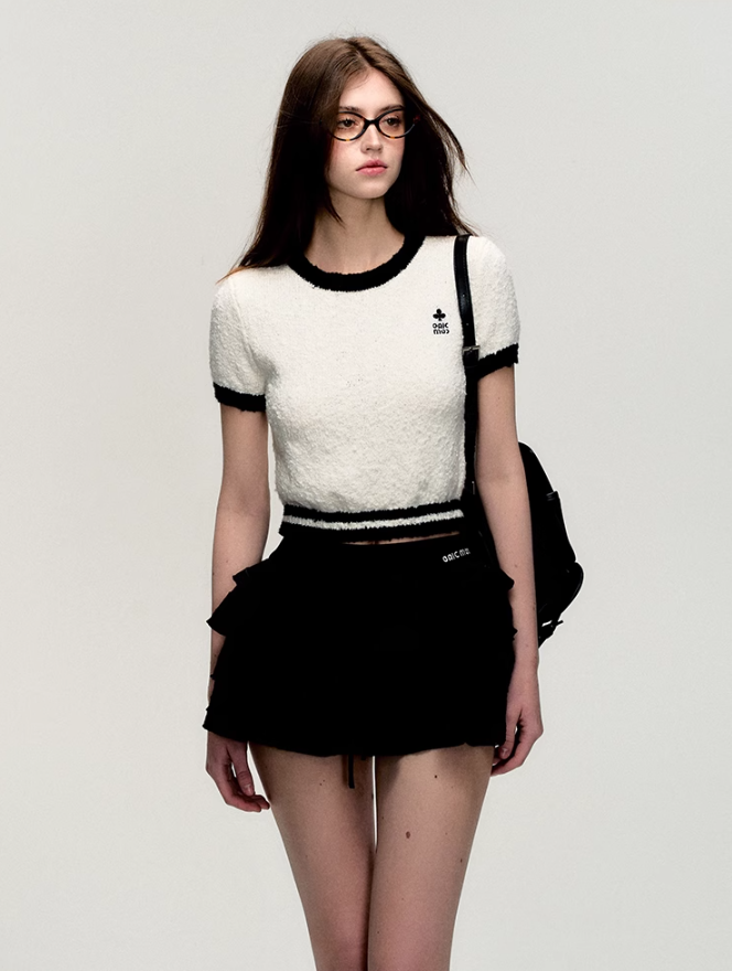 Plush Trim Crop Tee