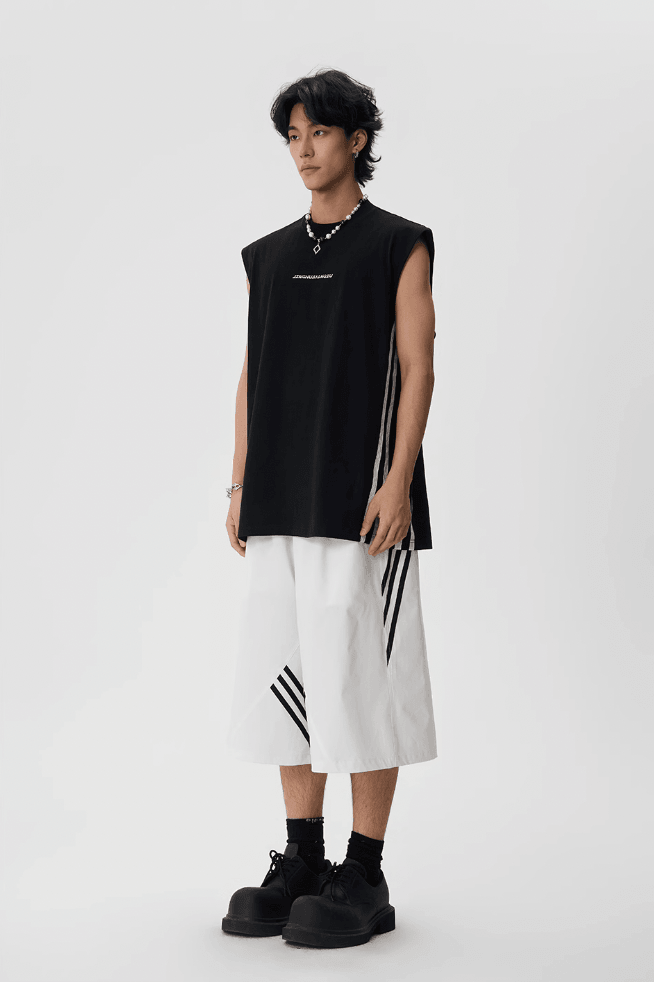 Sleeveless Tee with Side Stripes - chiclara