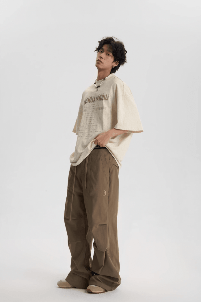 Pleated Tactical Drawstring Pants - chiclara