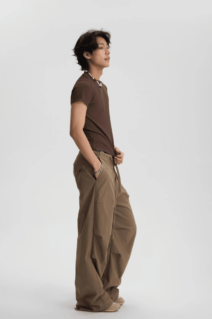 Pleated Tactical Drawstring Pants - chiclara