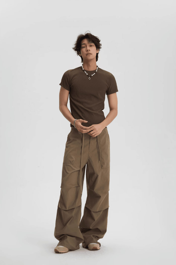 Pleated Tactical Drawstring Pants - chiclara