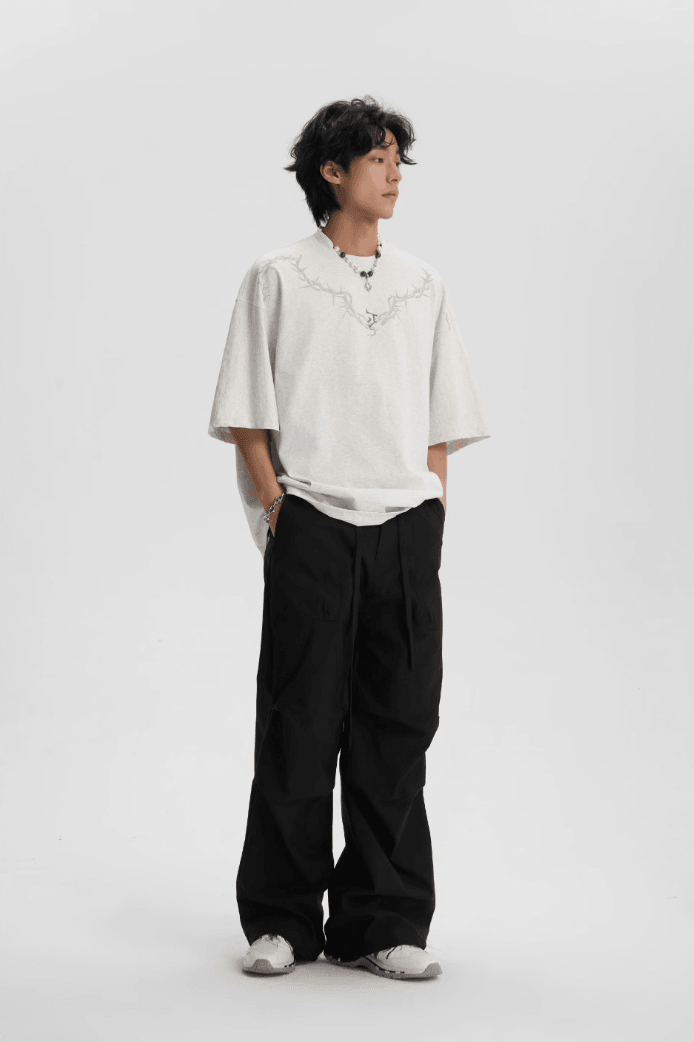 Pleated Tactical Drawstring Pants - chiclara