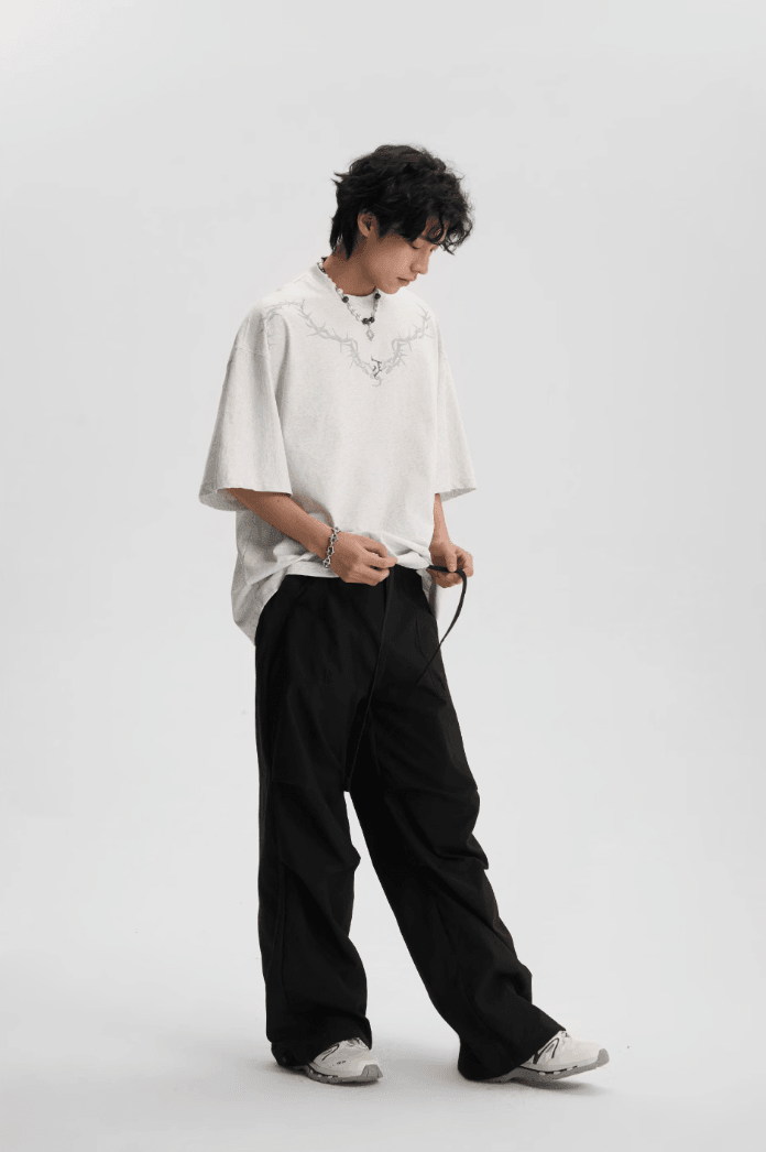 Pleated Tactical Drawstring Pants - chiclara