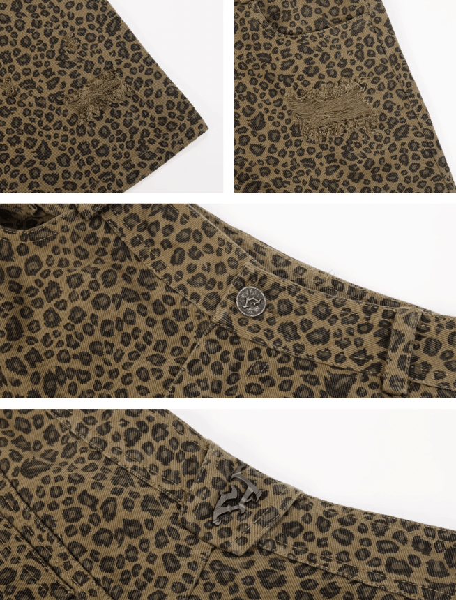 Leopard Print Baggy Shorts for Work - chiclara