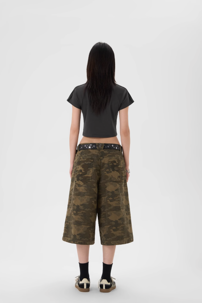 Camo Print Baggy Shorts for Work