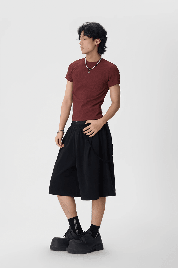 Heavyweight Sweat Shorts with Flutter Belt - chiclara