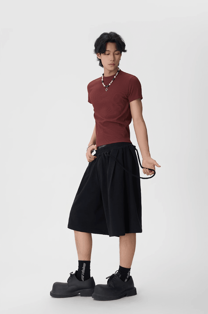 Heavyweight Sweat Shorts with Flutter Belt - chiclara