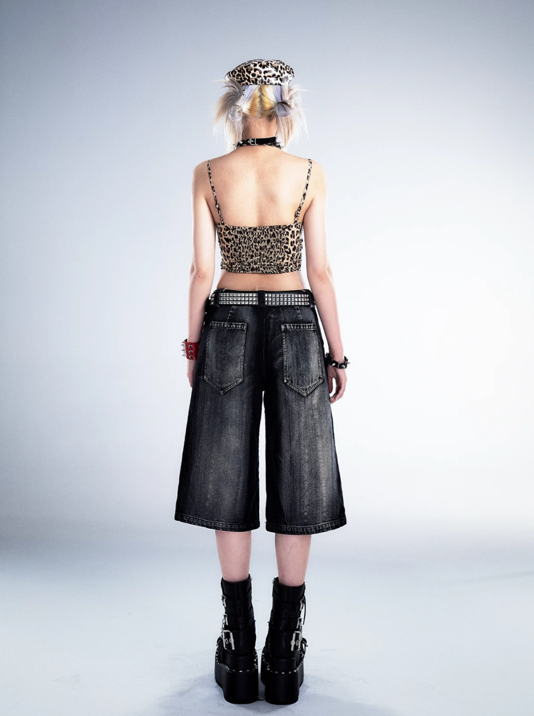 Frustration Garden Gothic Punk Crop Top - Leopard Print Bustier With Lace Trim And Adjustable Straps