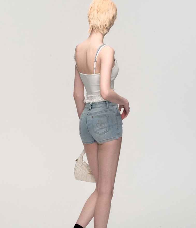 Slim High Waist Denim Shorts