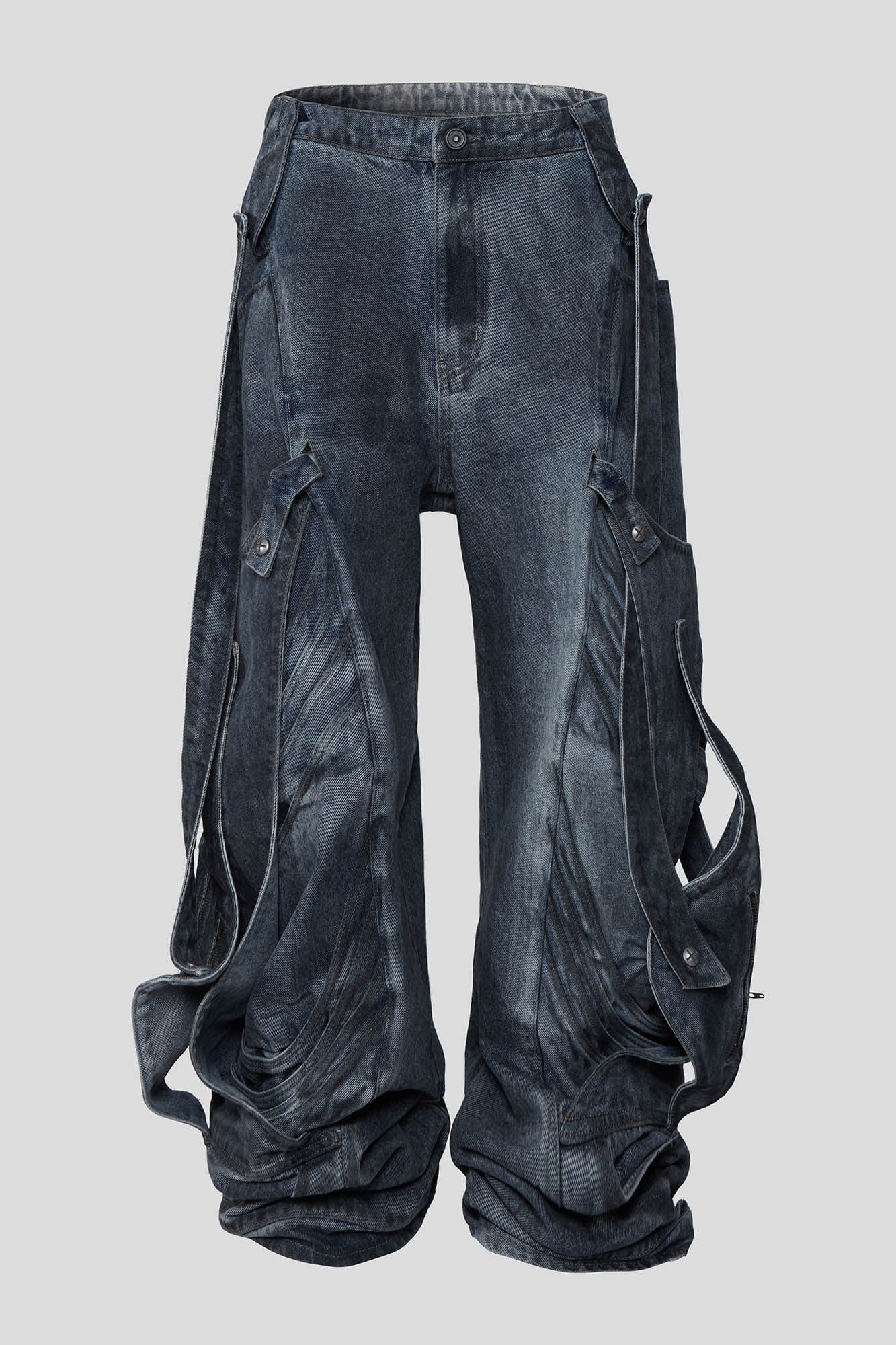 Deconstructed Multi-Strap Cargo Jeans