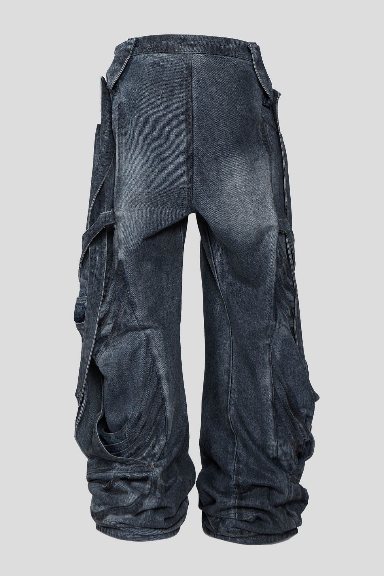 Deconstructed Multi-Strap Cargo Jeans