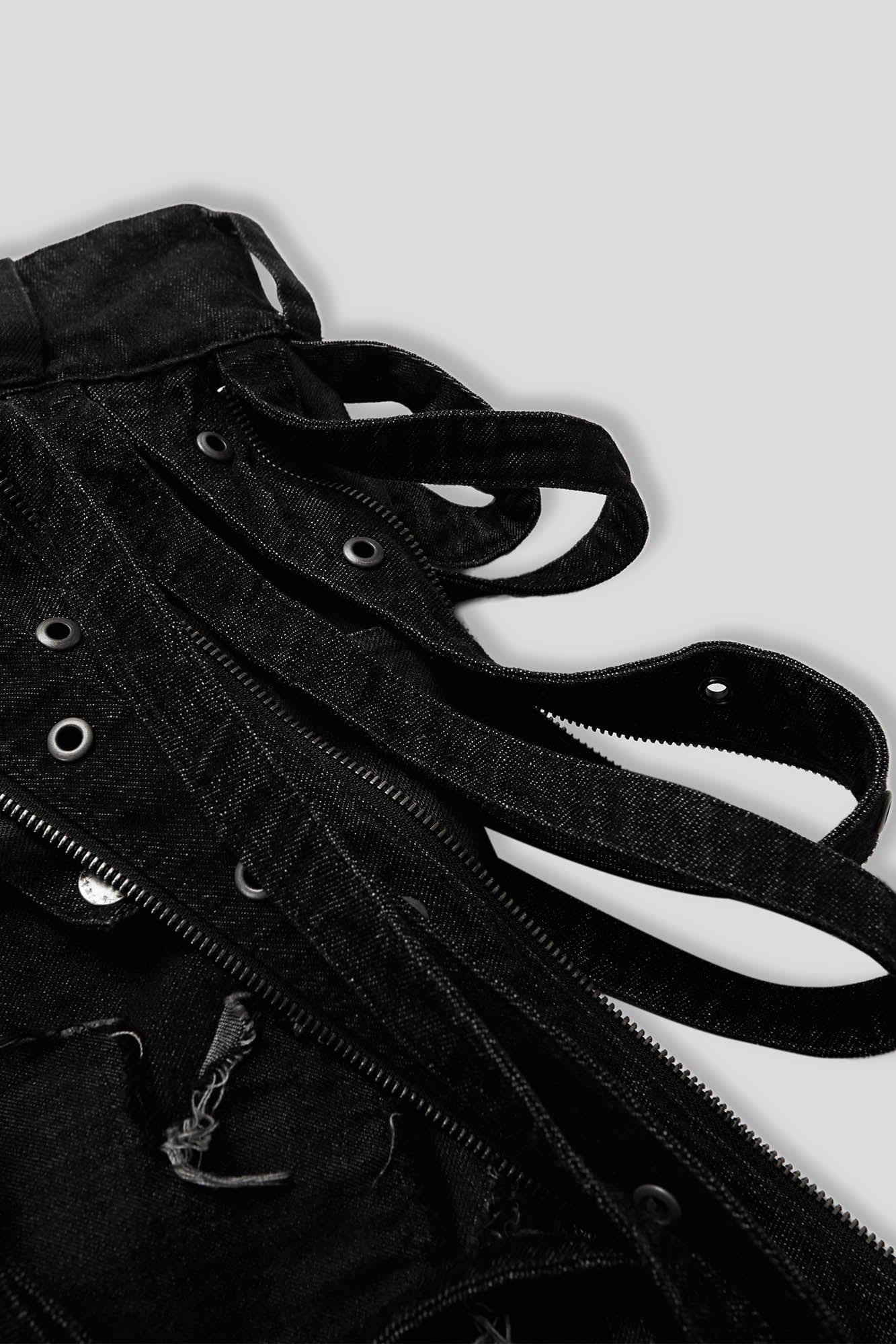 Distressed Denim with Harness Straps