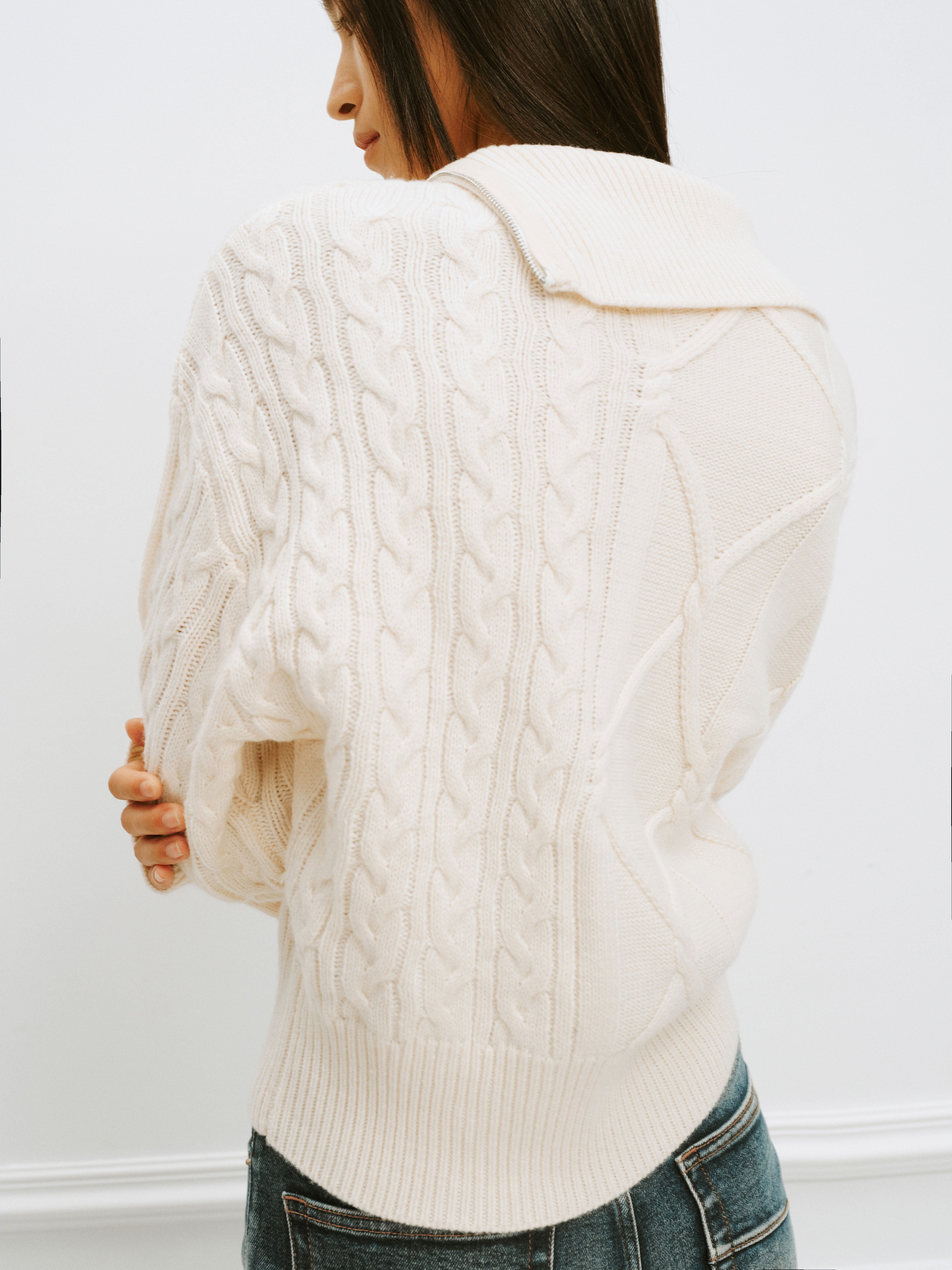 Cable Knit Zip Up Cardigan