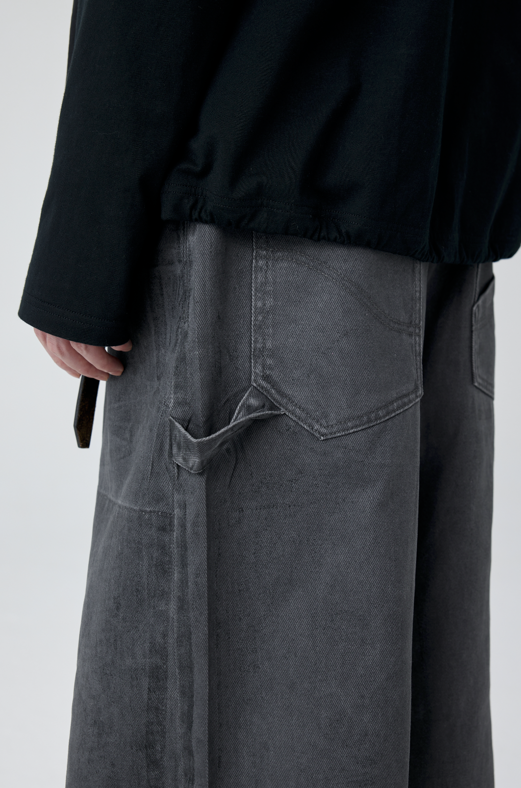 Wide Leg Pattern Washed Denim Pants