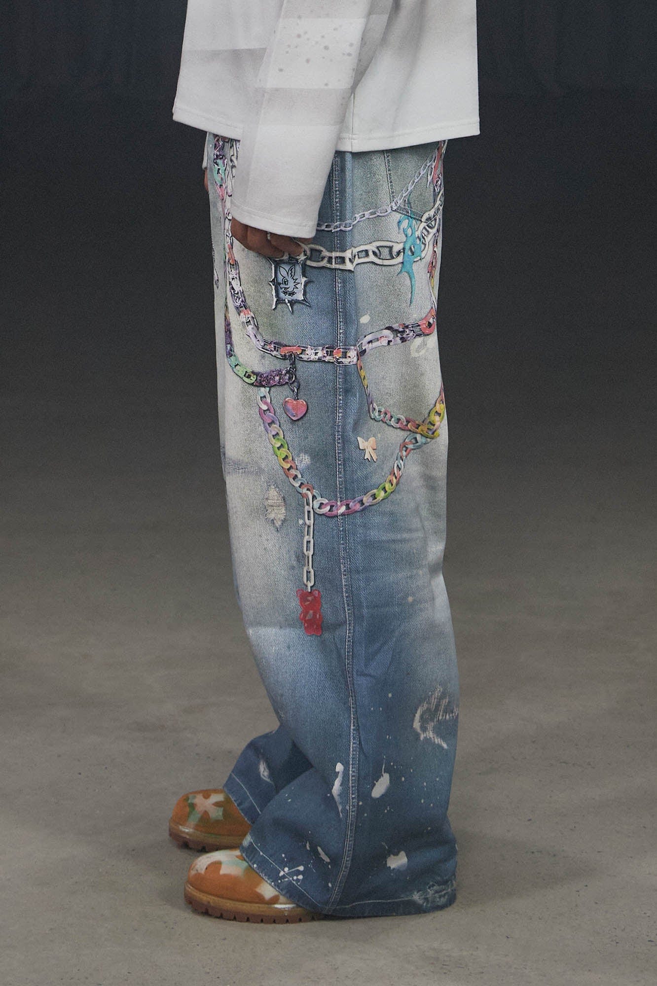 Kawaii Chain Wide Leg Jeans