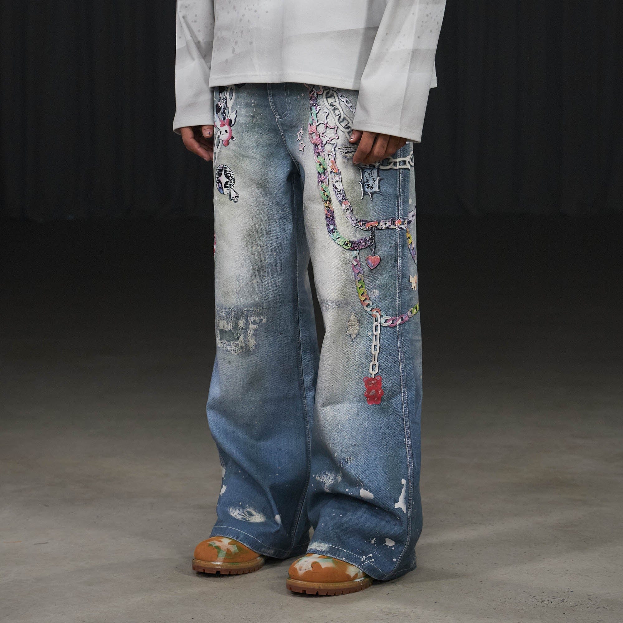 Kawaii Chain Wide Leg Jeans