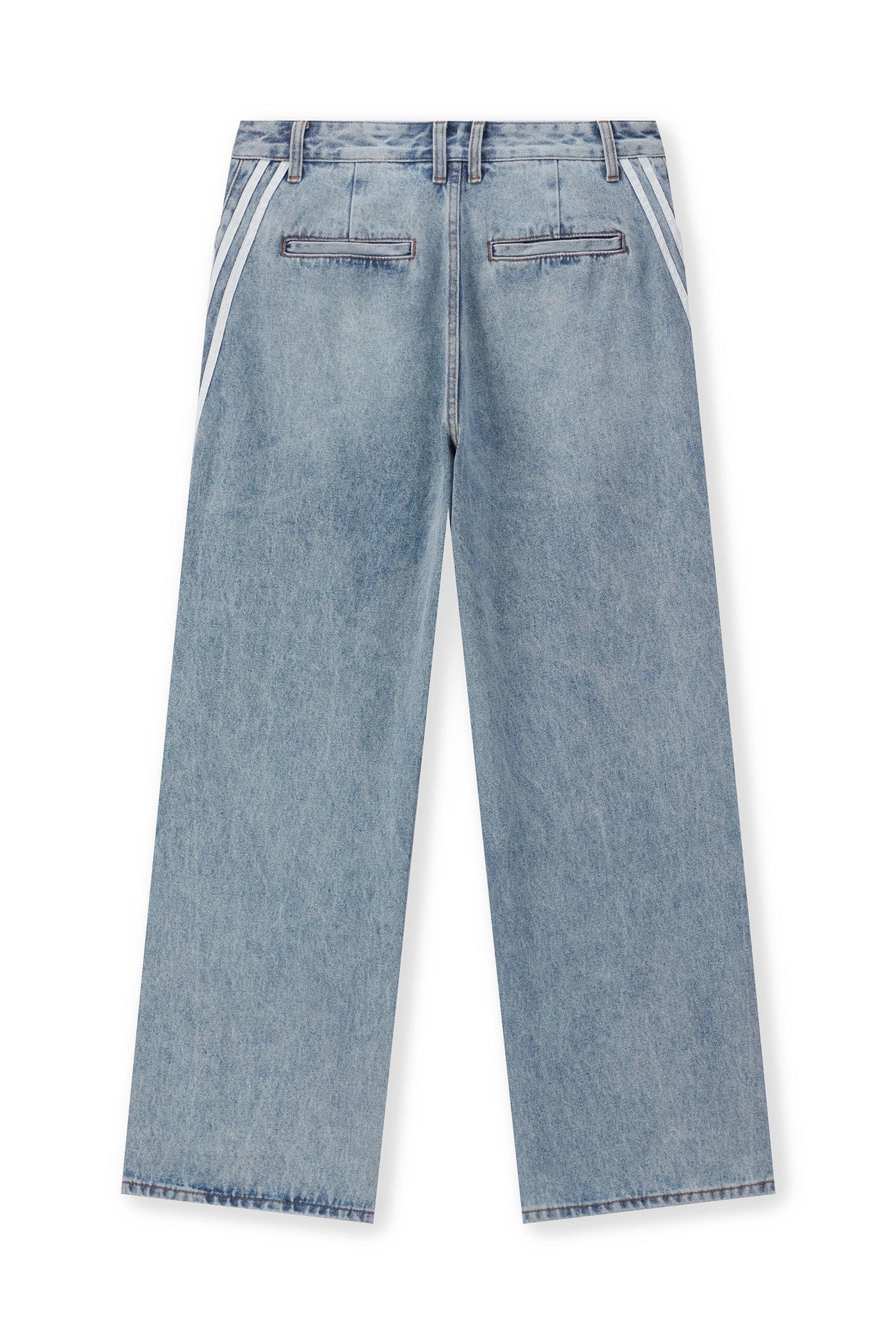 Side-Striped Light Wash Denim Jeans