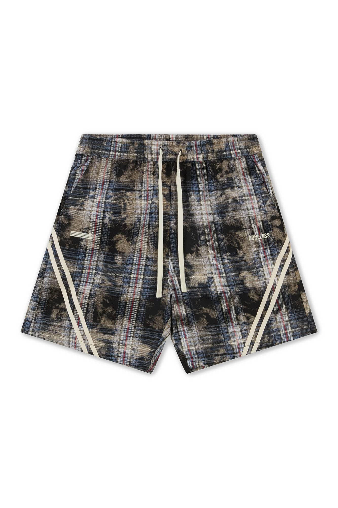 Plaid Drawstring Track Shorts