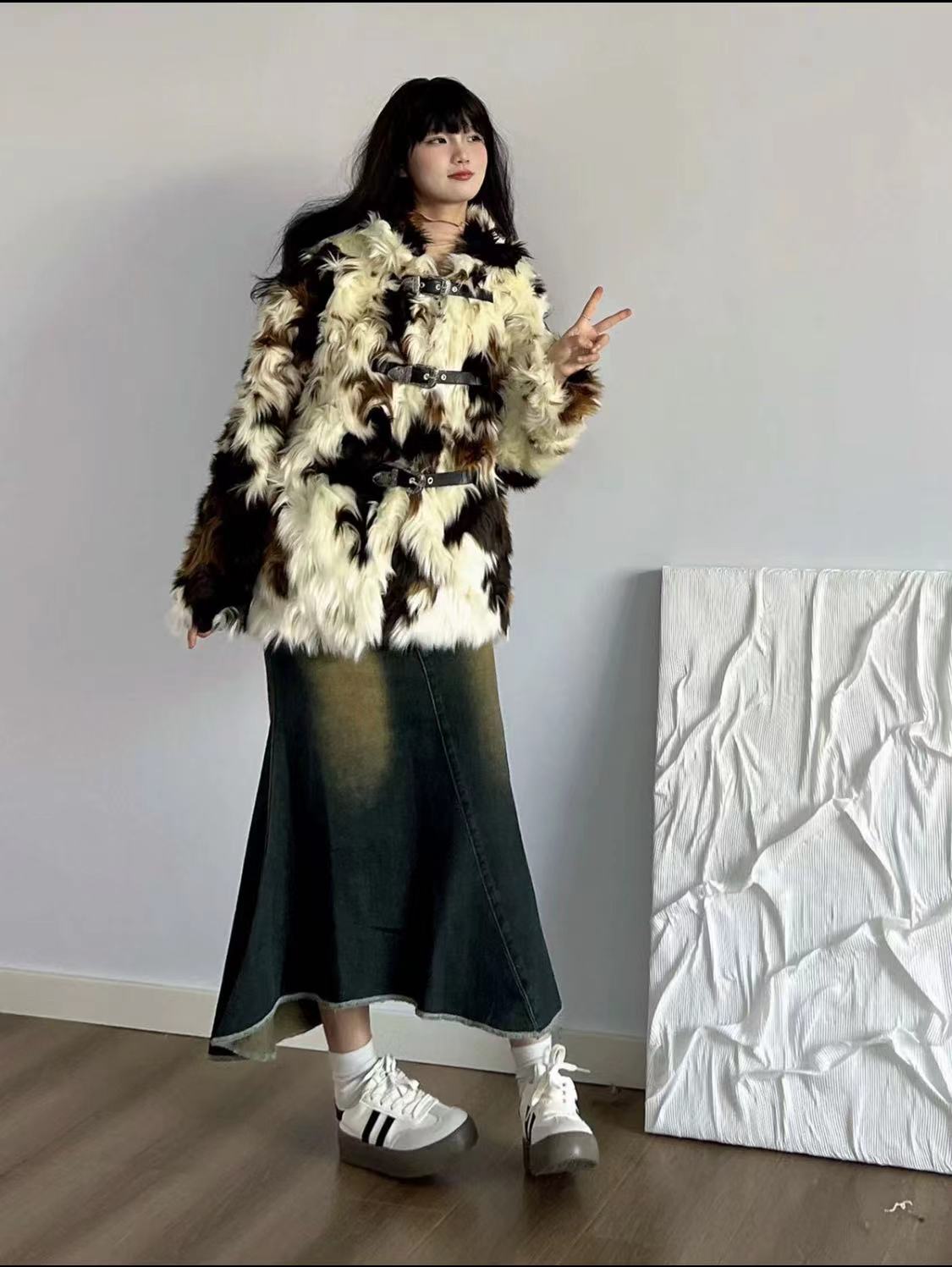 Eclectic Patchwork Faux Fur Coat