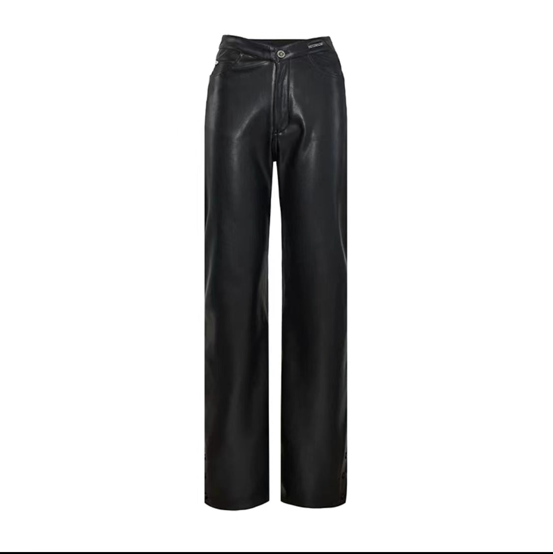 Leather Loose Plain Cool Pants - chiclara