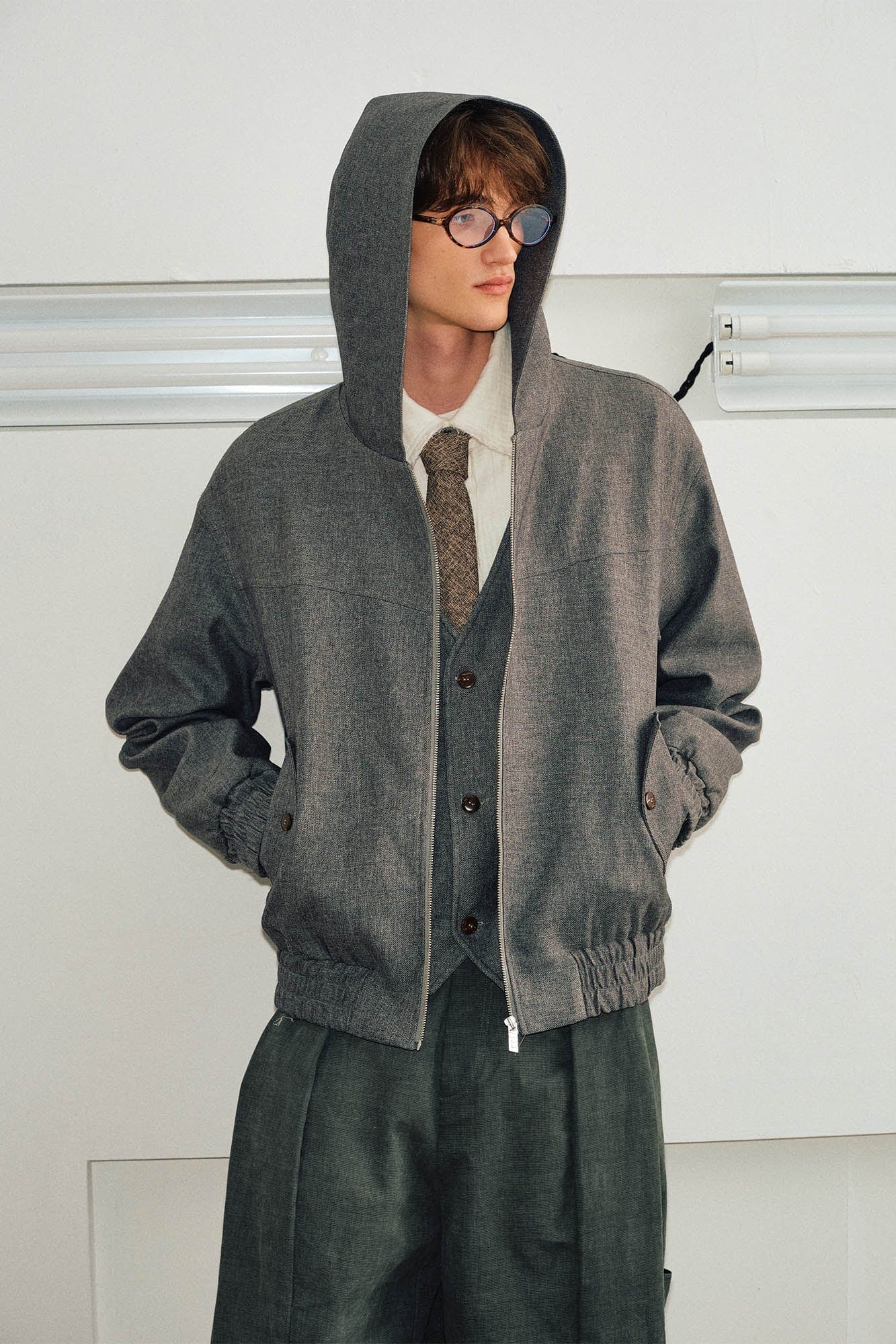 Suit Vest Layered Hoodie Jacket