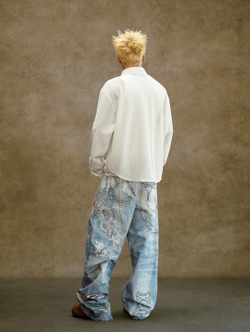 The "deconstructed" embellished jeans