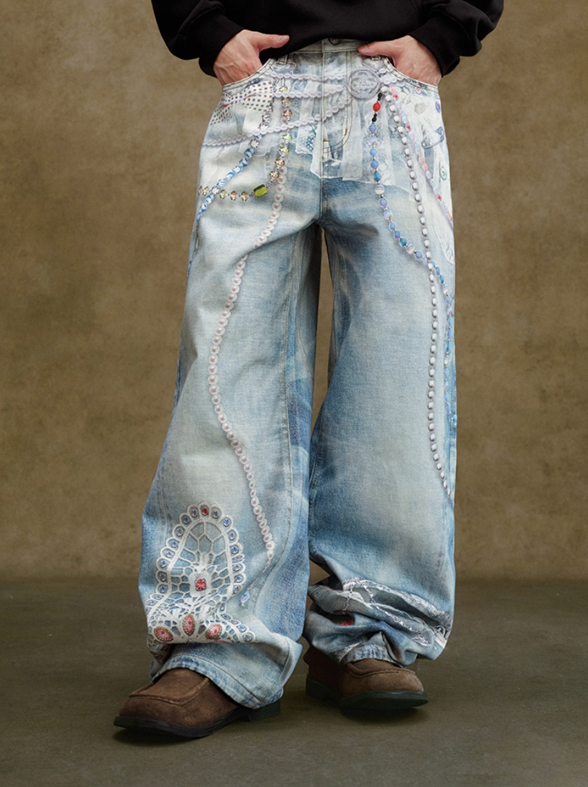 The "deconstructed" embellished jeans